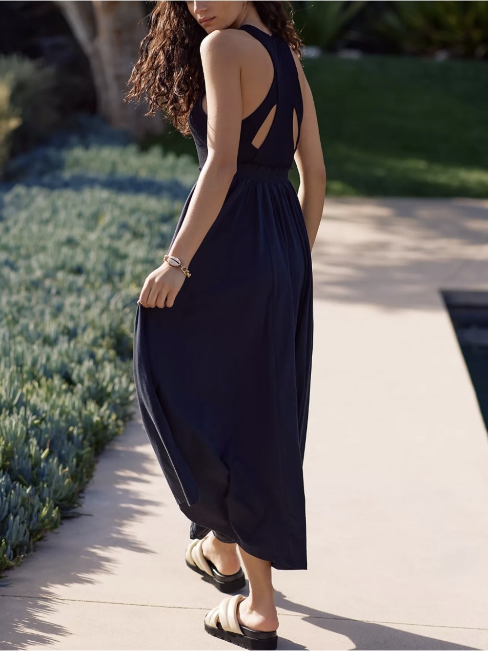 Anthropologie Daily Practice Black Sleeveless Jump High Cutout Maxi Dress Small